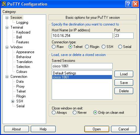 PuTTY позволяет подключиться и управлять удаленным узлом