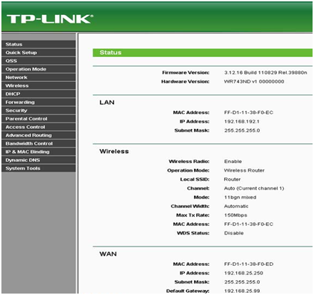 Беспроводной роутер TP-Link TL WR743nd