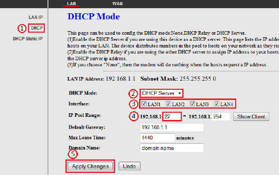 Вкладка «DHCP»